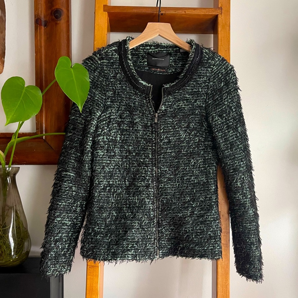 Maison Scotch SZ 1 Mint and Black Eyelash Jacket!